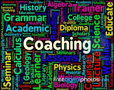 Coaching Word Indicates Webinar Trainers And Teachers Stock Image