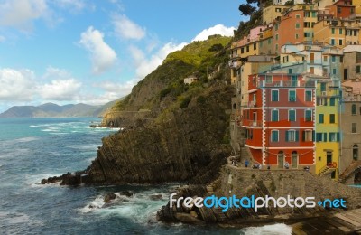 Coast Of Riomaggiore, Cinque Terre Stock Photo