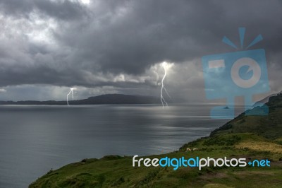 Coastal Lightning Stock Photo