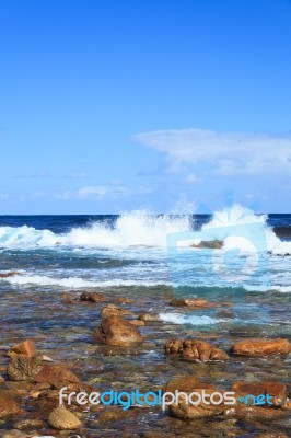 Coastline And High Wave Stock Photo