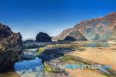 Coastline Area Of Sagres, Portugal Stock Photo