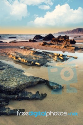 Coastline Area Of Sagres, Portugal Stock Photo