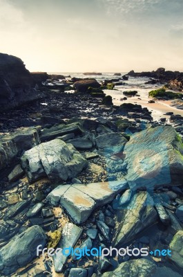 Coastline Area Of Sagres, Portugal Stock Photo