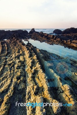 Coastline Area Of Sagres, Portugal Stock Photo