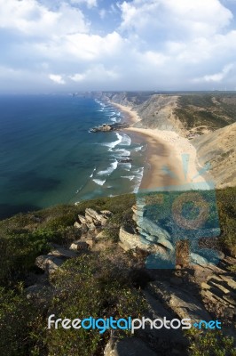 Coastline Area Of Sagres, Portugal Stock Photo