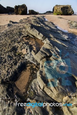 Coastline Area Of Sagres, Portugal Stock Photo