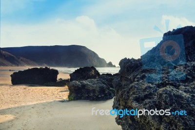 Coastline Area Of Sagres, Portugal Stock Photo