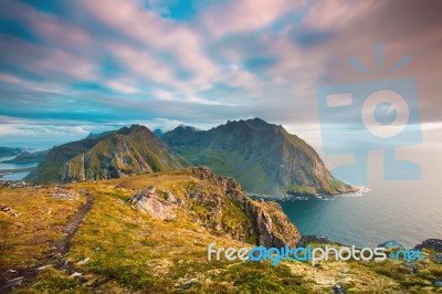 Coastline Of Lofoten Islands Stock Photo