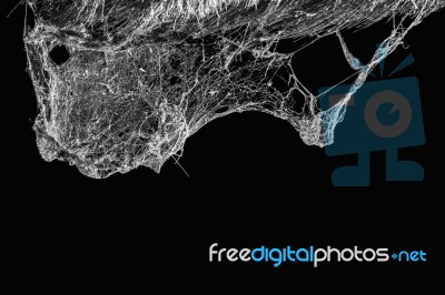 Cobweb Or Spider Web Isolated On Black Background In Ancient Tha… Stock Photo