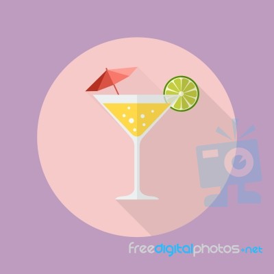 Cocktail Drink Flat Icon Stock Image