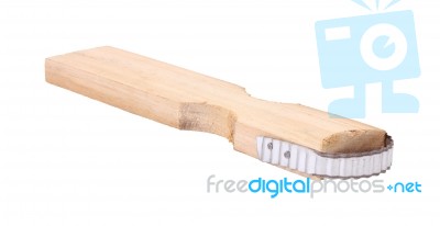 Coconut Grateer Wooden Handle On White Background Stock Photo