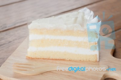 Coconut Sponge Cake With Whipped Cream Stock Photo