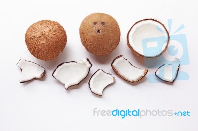 Coconuts On A White Background Stock Photo