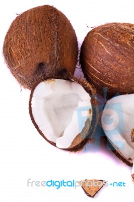 Coconuts On White Stock Photo