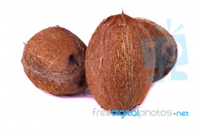 Coconuts On White Stock Photo