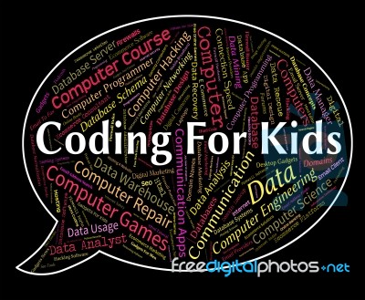 Coding For Kids Represents Program Ciphers And Toddlers Stock Image