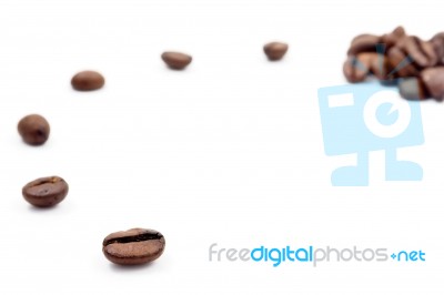 Coffe Beans On White Background Stock Photo