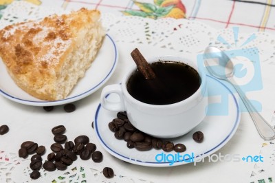 Coffee And A Piece Of Cake Stock Photo