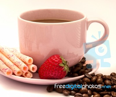 Coffee And Beans Means Beverage Aromatic And Delicious Stock Photo