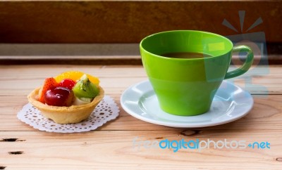 Coffee And Fruit Pie Stock Photo