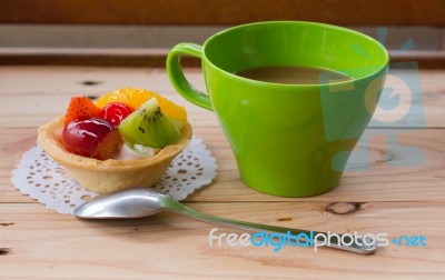 Coffee And Fruit Pie Stock Photo