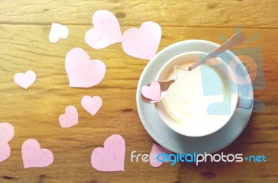 Coffee And Love Of Valentine Day Concept Of Love Stock Photo