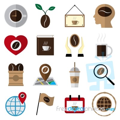 Coffee And Tea Flat Icons  Illustration Stock Image