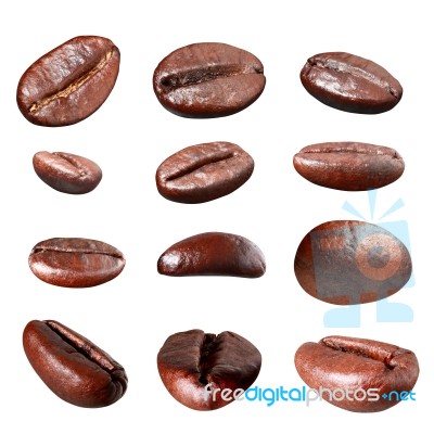 Coffee Bean Group Isolated Stock Photo