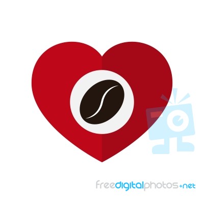 Coffee Bean In Love Heart  Illustration Stock Image