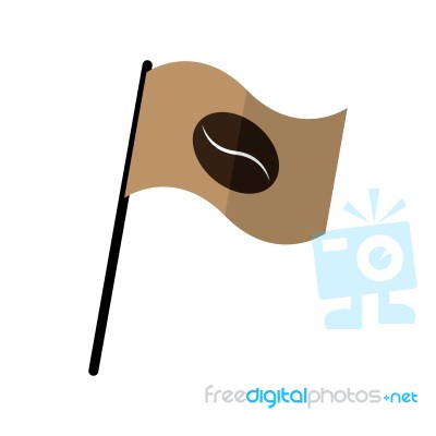 Coffee Bean On Fly Flag  Illustration Stock Image