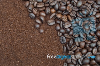 Coffee Beans And Grind Stock Photo