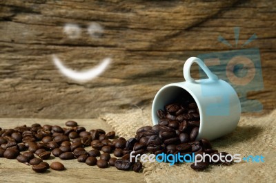 Coffee Beans And Smile Symbol Stock Photo