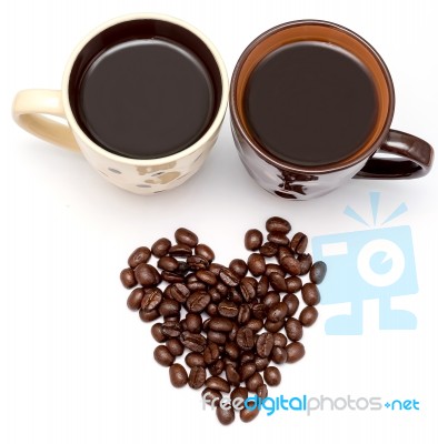 Coffee Beans Love Shows Roast Restaurant And Java Stock Photo