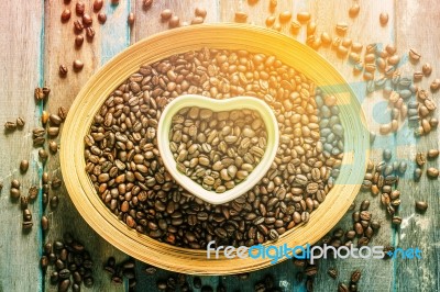 Coffee Beans On Trays Stock Photo