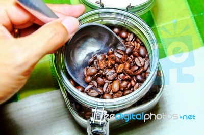 Coffee Beans Storage Stock Photo