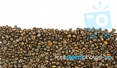 Coffee Beans Stripes Isolated In White Background Stock Photo