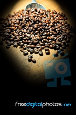 Coffee Beans With Lighting Stock Photo