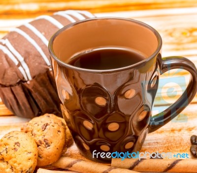 Coffee Biscuits Break Represents Coffees Barista And Brew Stock Photo