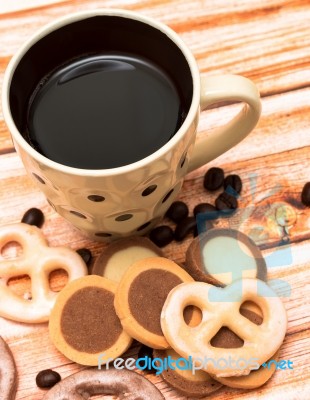 Coffee Break Cookies Shows Snack Caffeine And Refreshment Stock Photo