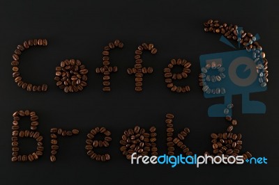 Coffee Break Words Consist  Of Coffee Beans Stock Photo