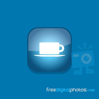 Coffee Button Icon Flat   Illustration  Stock Image