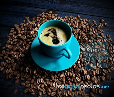 Coffee Cup And Beans 3d Rendering Stock Image