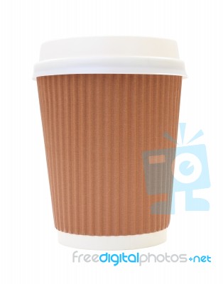 Coffee Cup And Heat Insulation On White Background Stock Photo