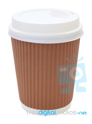 Coffee Cup And Heat Insulation On White Background Stock Photo