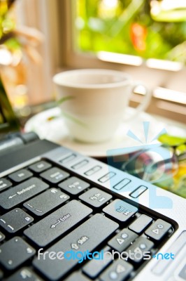 Coffee Cup And Notebook Stock Photo