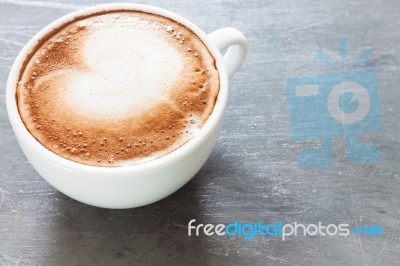 Coffee Cup On Grey Background Stock Photo