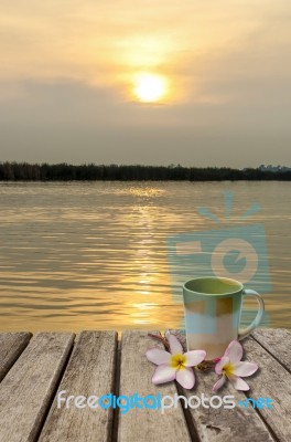 Coffee Cup On Old Wood Table Stock Photo