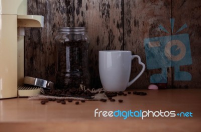 Coffee Cup On Table Stock Photo