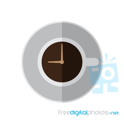 Coffee Cup Time Top View  Illustration Stock Image