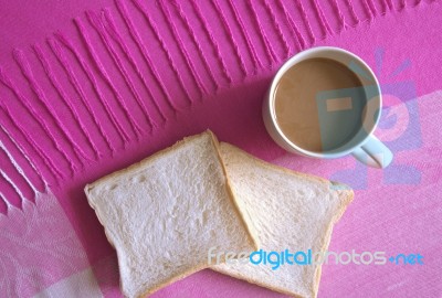 Coffee Cup With Bread Stock Photo